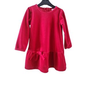 Hanna Andersson Red Dress Size 75 cm / 12-18 mos Drop Waist Long Sleeves Bow